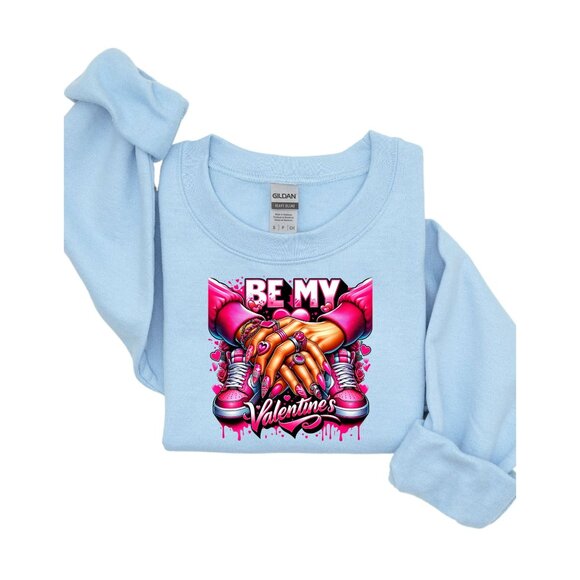 Be My Valentine Sweatshirt With Hands & Sneakers Graphic Gildan - Picture 5 of 9